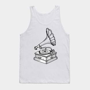 Line art of a Gramophone Tank Top